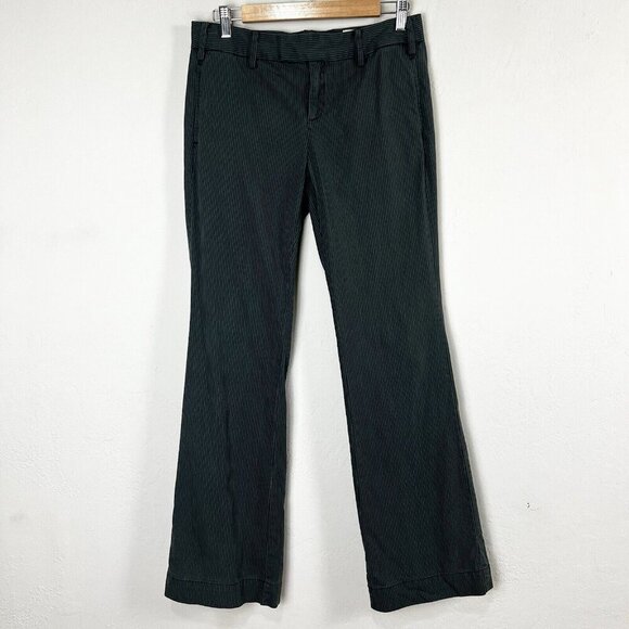 Paper Boy Trousers Gray Pinstripe Mid Rise Y2k Pants Straight Leg‎ Size 8 - Picture 1 of 16